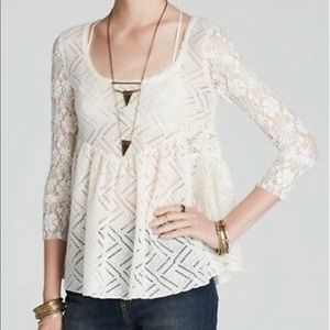 Free People “Gracie Lace” Top, Size M